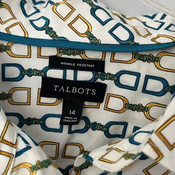 Talbots Shirt Button Collared Equestrian Old Money Wrinkle Resistant Size 14 - Picture 7 of 12